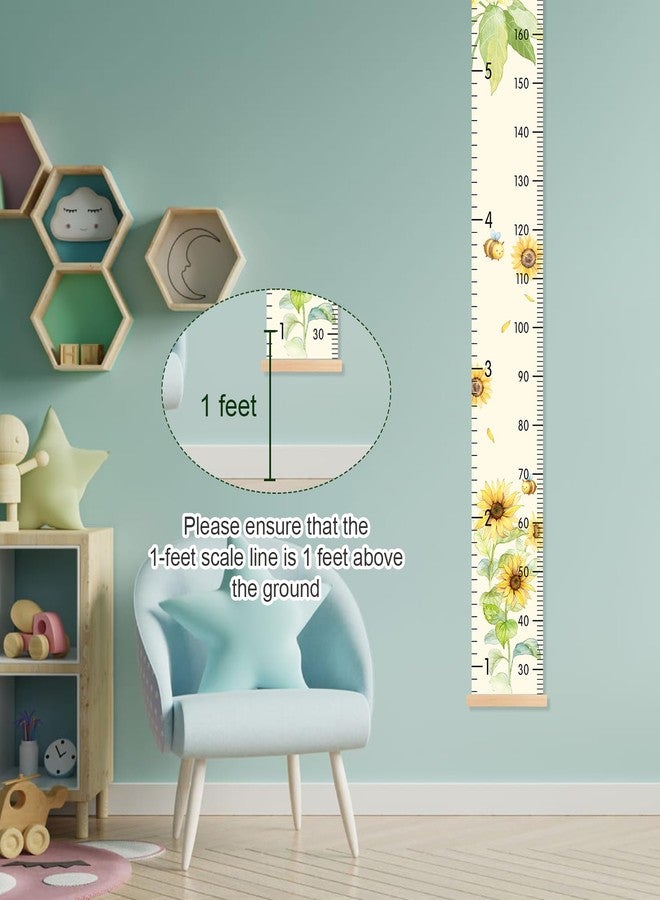 EQUNROY Growth Chart for Wall - 7.9x79 Inch Height Measurement Ruler with Wooden Rainbow Hook, Waterproof Canvas Nursery Decor, Removable Neutral Kids Height Chart for Baby Toddlers - Image 4